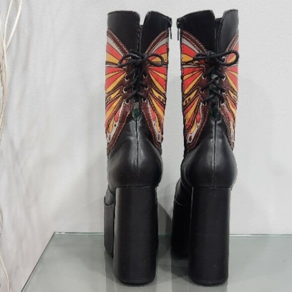 π¦π₯πUBER GORGE!ππ¦π₯70's Inspired Studio 54 Butterfly Chunky Platform Boots - Picture 4 of 13
